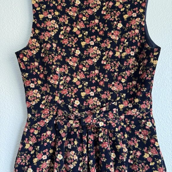 Vintage Charter Club Corduroy Floral Midi Dress Prairie Cottagecore - Picture 5 of 10